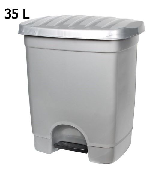 CUBO BASURA C/PEDAL 35L.GRIS PLATA