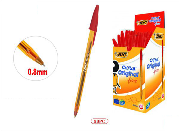 BIC 圆珠笔 FINE 0.8mm 50支红色