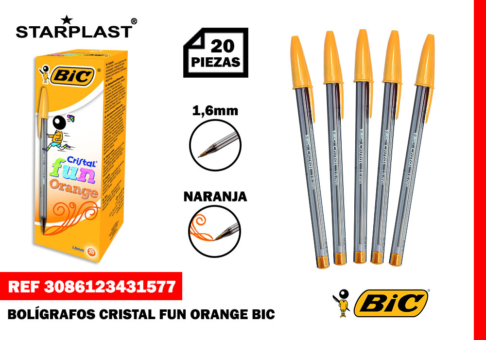 BOLIGRAFOS BIC CRISTAL FUN NARANJA1