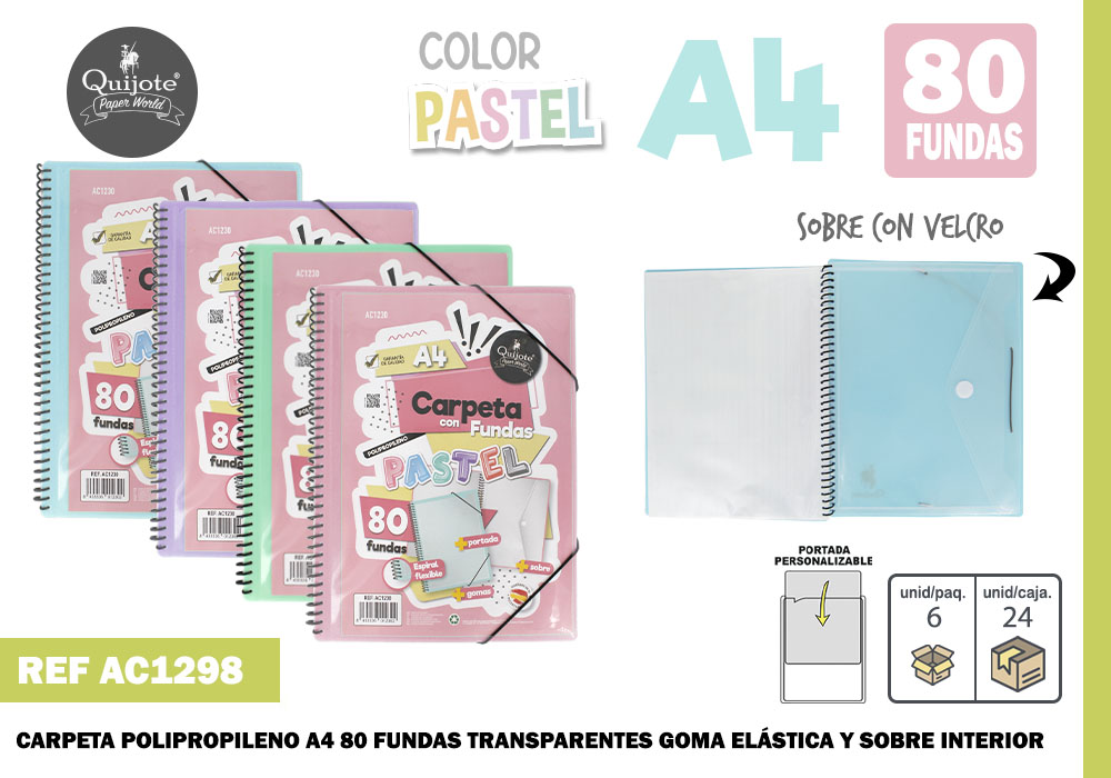 CARPETA CON 80 FUNDAS A4 SURTIDO