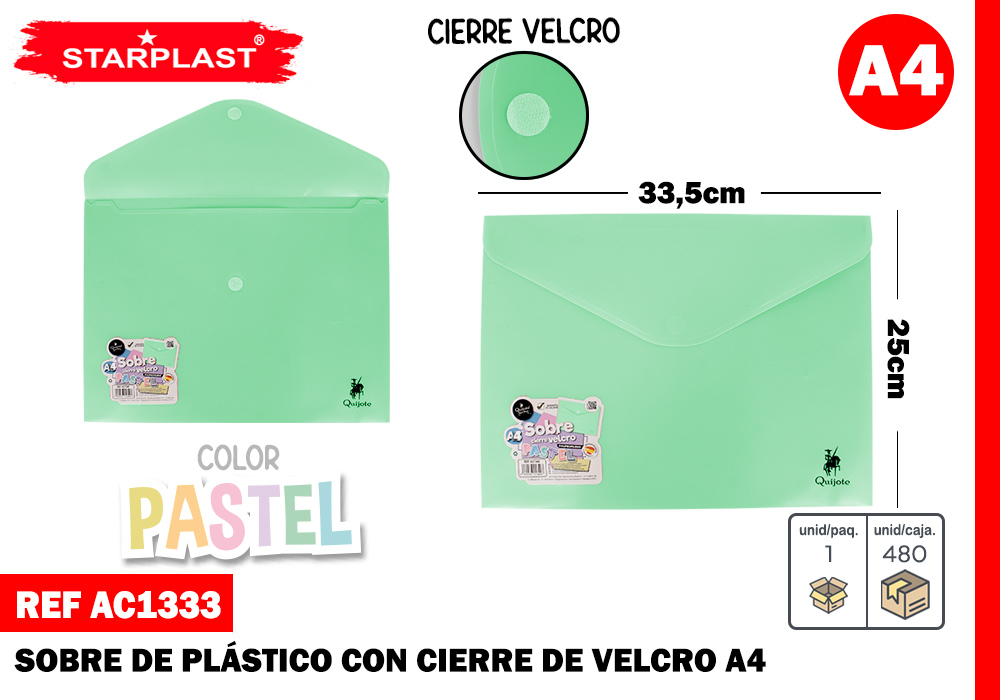 SOBRE CIERRE VELCRO A4 VERDE