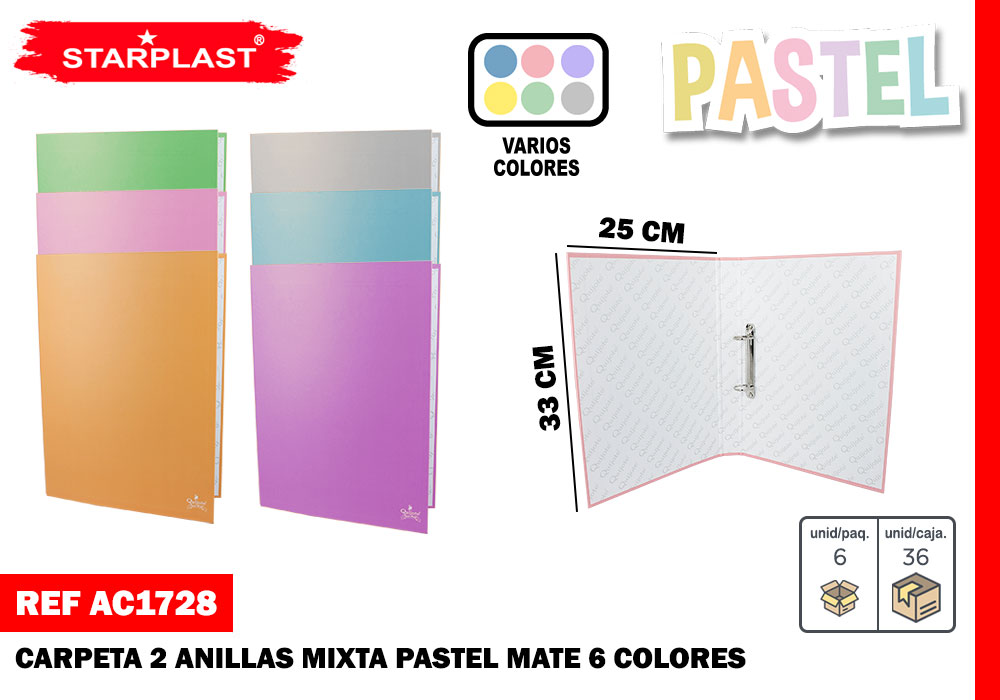 EU-CARPETA 2 ANILL. MIXTA PASTEL MATE