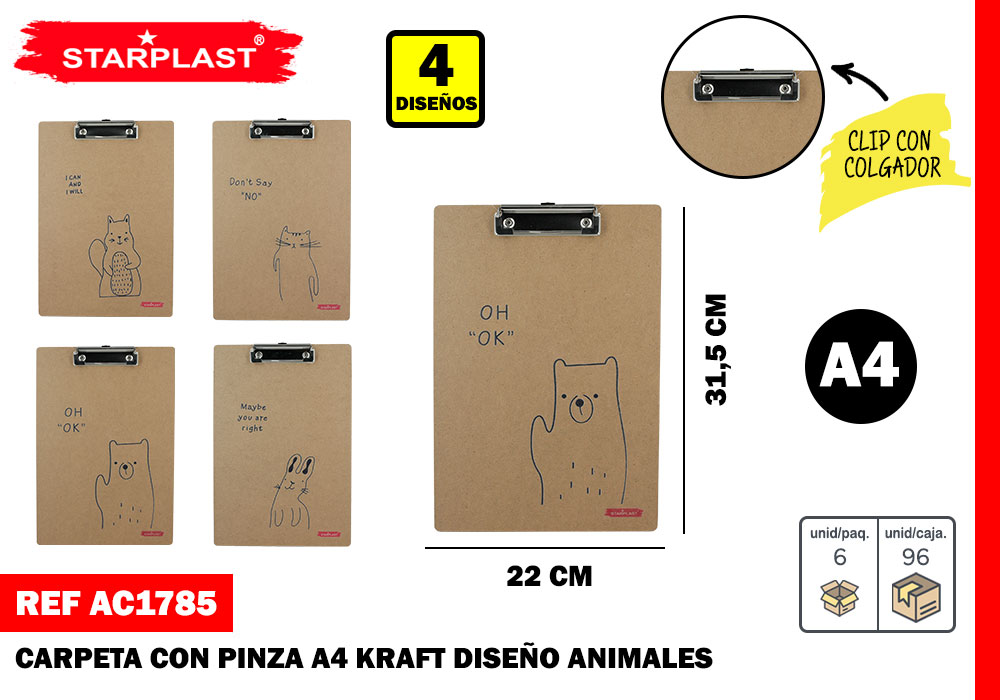 CARPETA CON PINZA A4 KRAFT