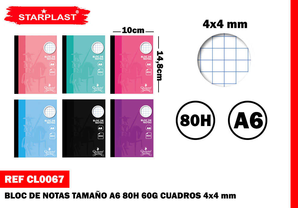 BLOC NOTA A6 80H CUADRO