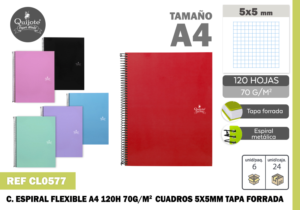 EU-BLOK ESP.T/F A4 120H 70G C. 5*5MM