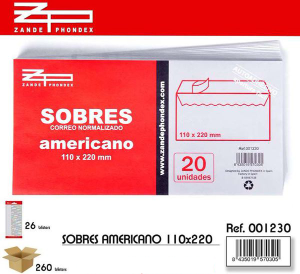 P/20 SOBRES 110X220 AMERICANO