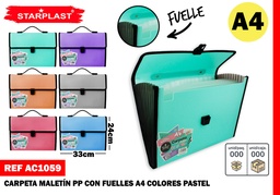 CARPETA CON FUELLE PASTEL MALETA