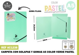 CARPETA GOMA Y SOLAPA A5 VERDE PASTEL