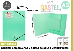 Carpeta solapas con goma A3 verde pastel