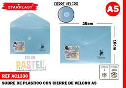 SOBRE CIERRE VELCRO A5 AZUL PASTEL