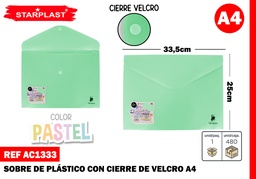 SOBRE CIERRE VELCRO A4 VERDE