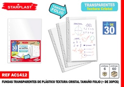 FUNDAS PLASTICO CRISTAL DE 30PCS FOLIO