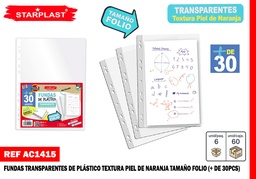 FUNDAS PLASTICO NARANJA DE 30PCS FOLIO