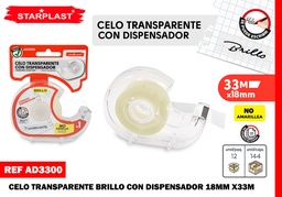 CINTA TRANSPARENTE 1.8CM*33M C/DISPENSADOR