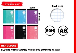 BLOC NOTA A6 80H CUADRO 4*4