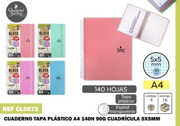 CUADERNO T/P A4 90G 140H 5*5MM ESP.FLE