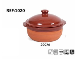 [CERAMICA-1020] CAZUELA BARRO CON TAPA 20CM