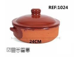 [CERAMICA-1024] CAZUELA BARRO CON TAPA 24CM